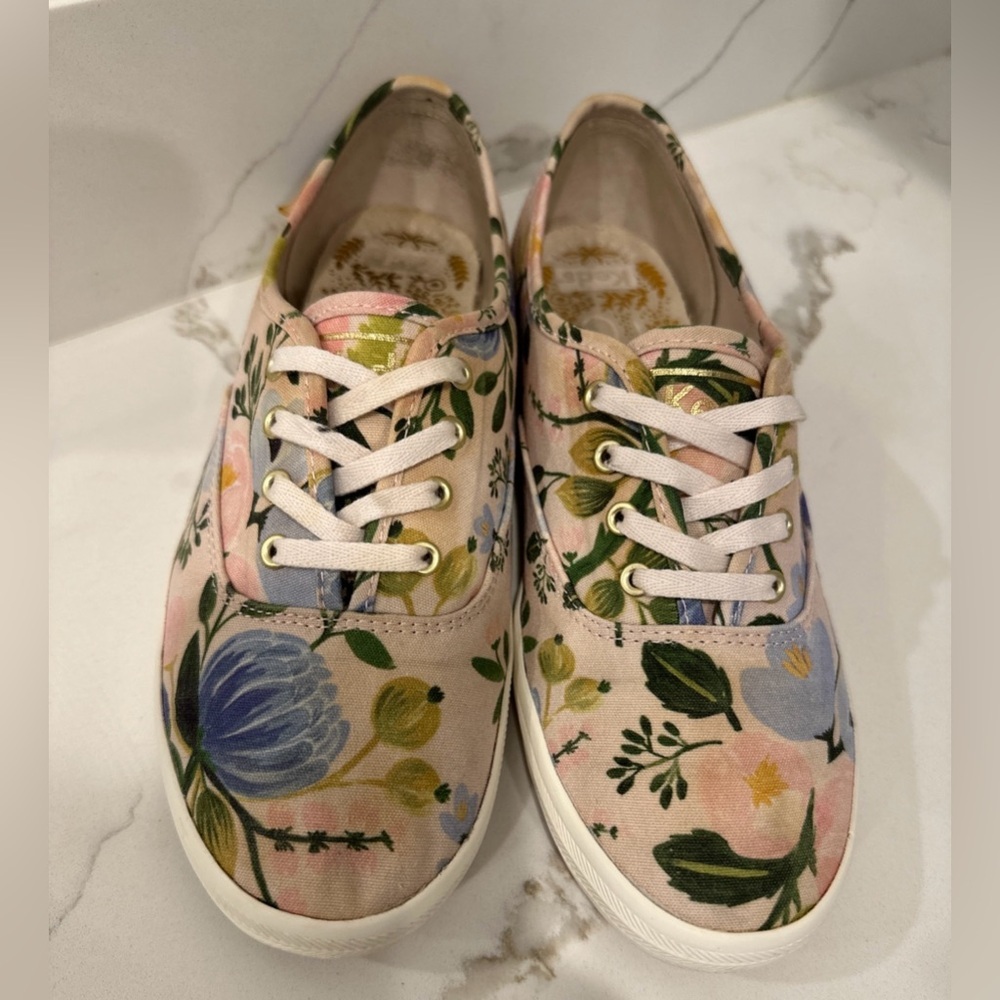 Keds X Rifle Paper Co Champion Garden Party Pink Floral Lace Up Sneakers 7.5 - Picture 3 of 15